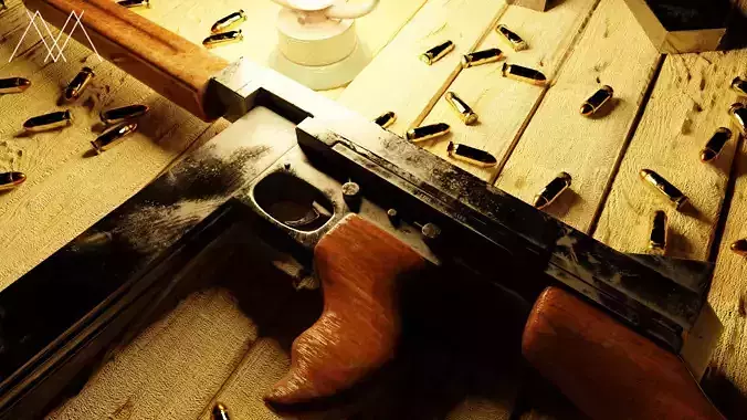 SMG Thompson  Low-poly 3D model