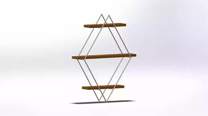 BOOKSHELF triangular shelf made of wood and metal