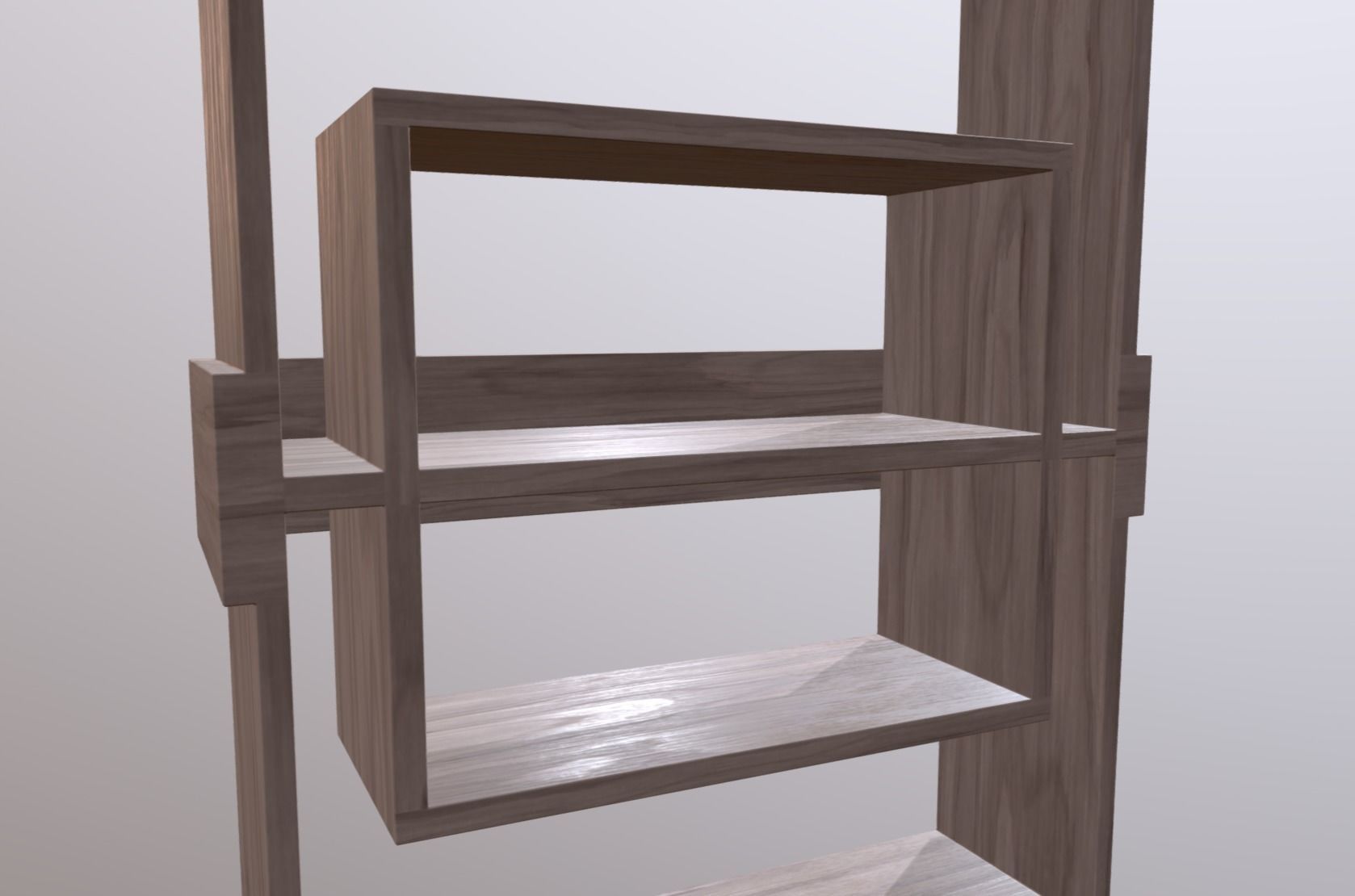Modern Bookshelf Low-poly 3D model_3