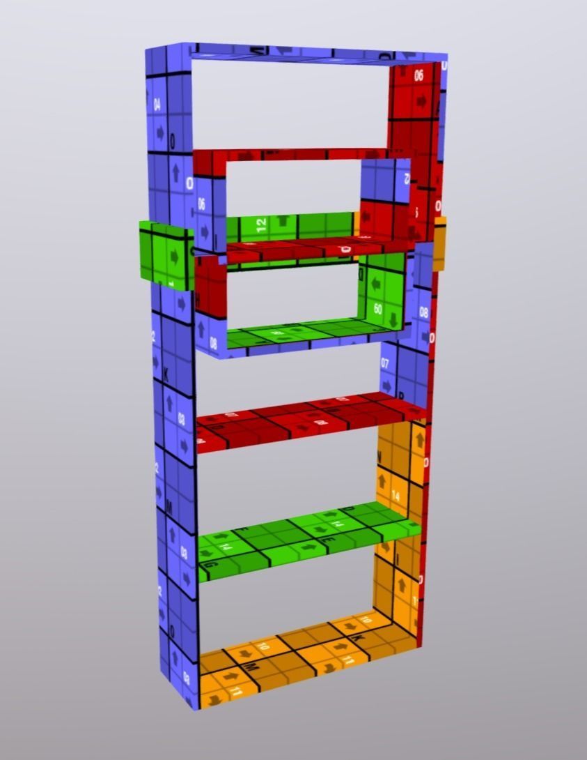 Modern Bookshelf Low-poly 3D model_15