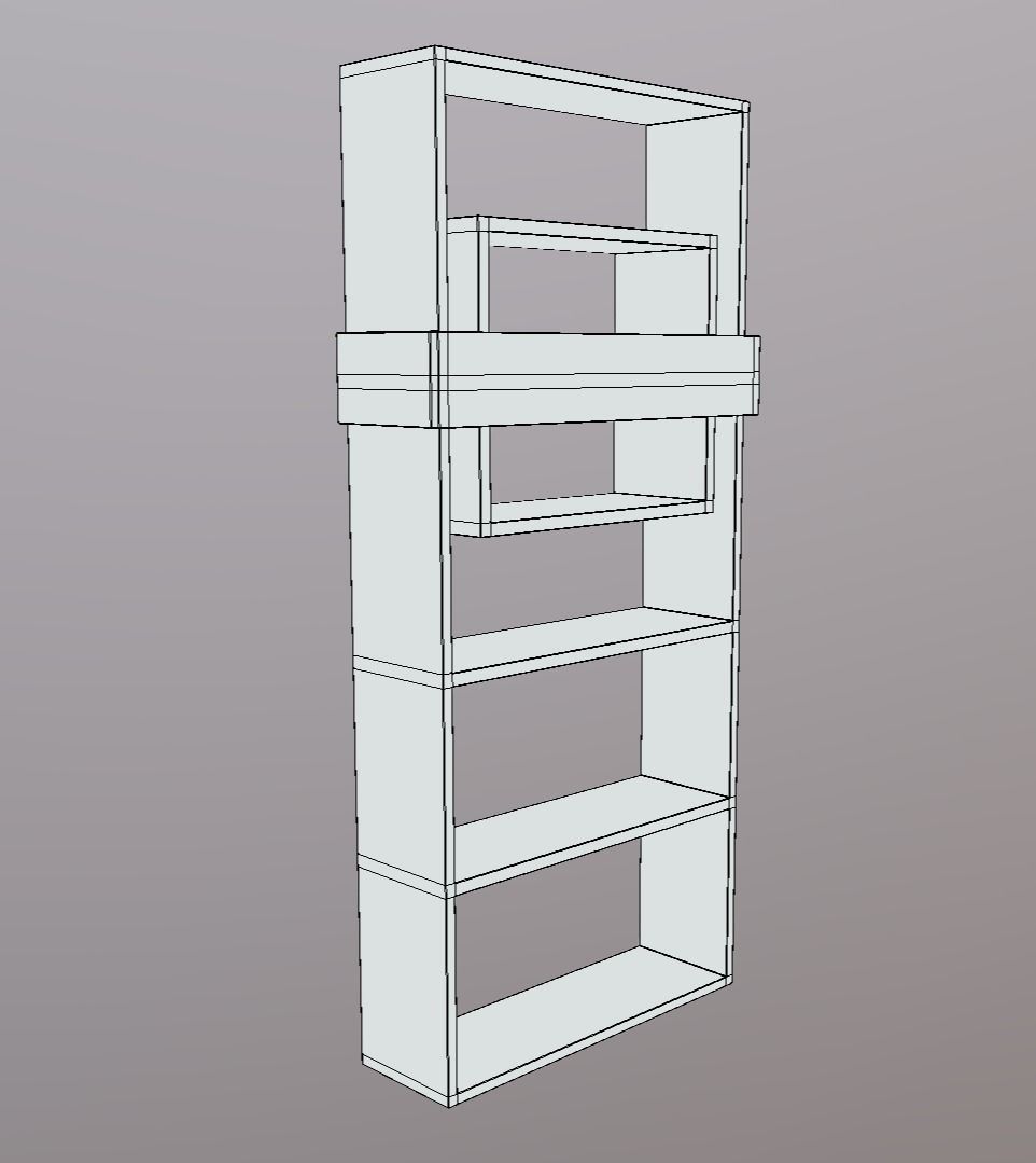Modern Bookshelf Low-poly 3D model_6