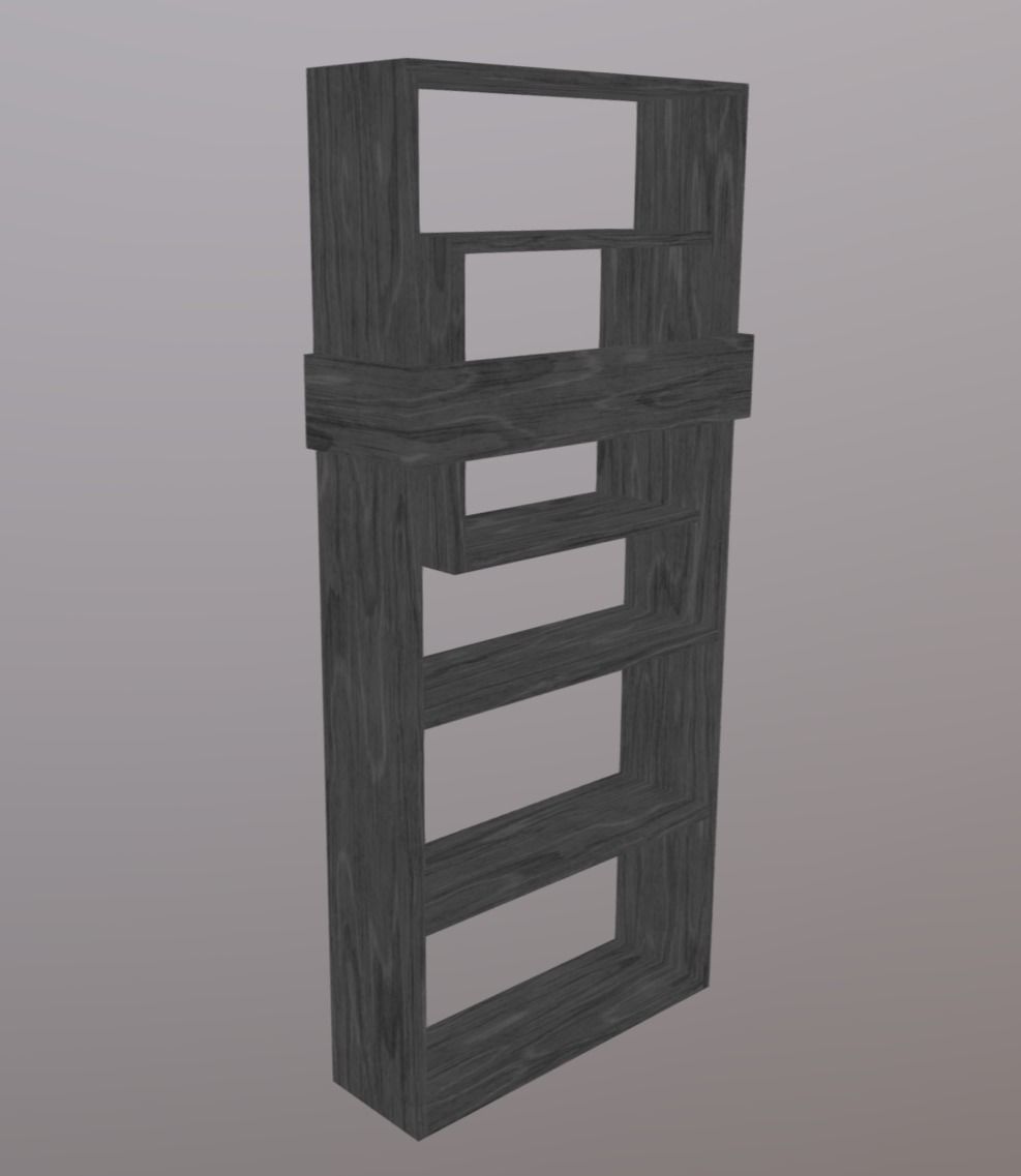 Modern Bookshelf Low-poly 3D model_16