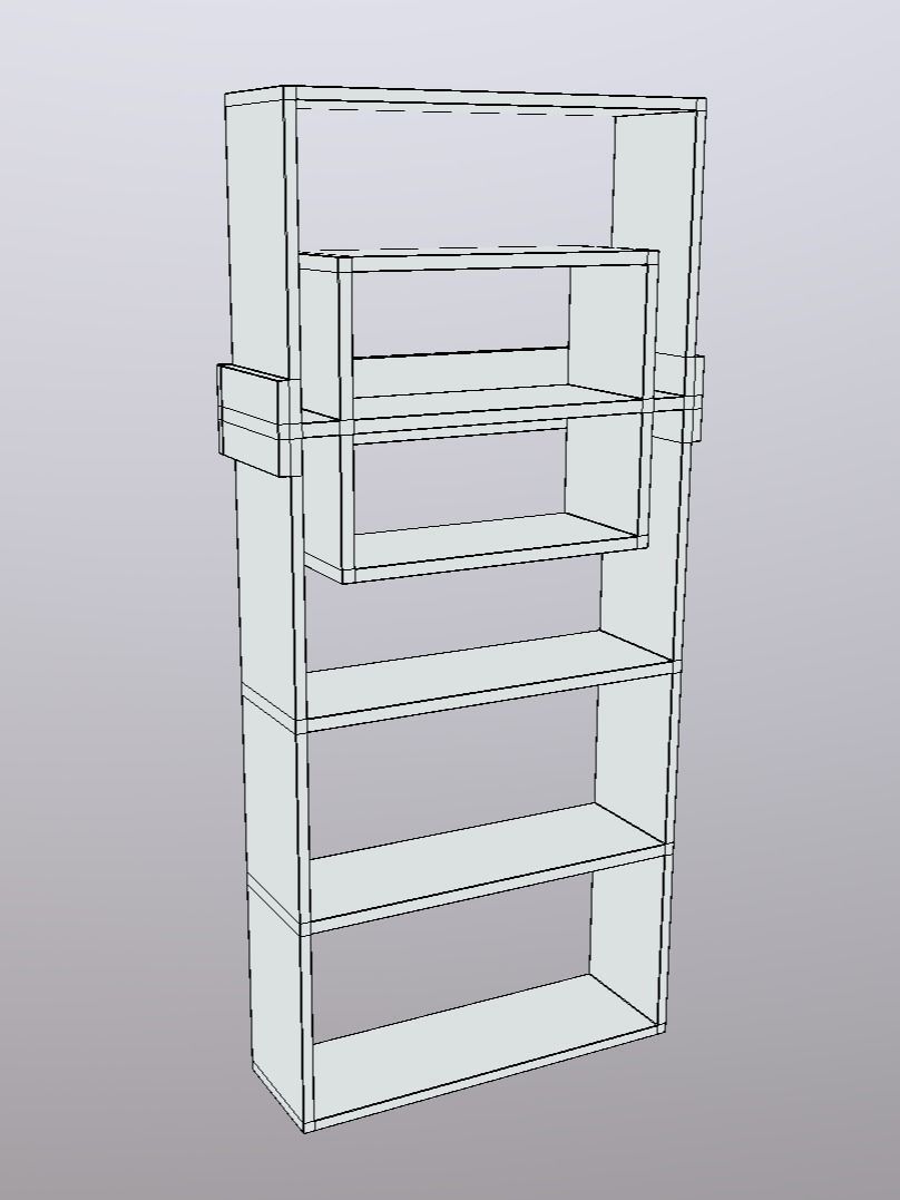 Modern Bookshelf Low-poly 3D model_8
