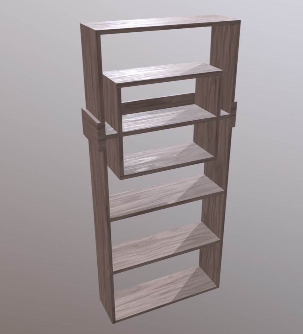 Modern Bookshelf Low-poly 3D model_2