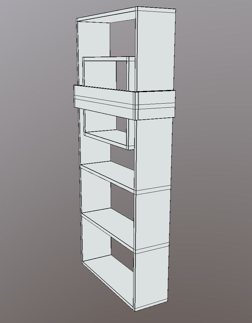 Modern Bookshelf Low-poly 3D model_7