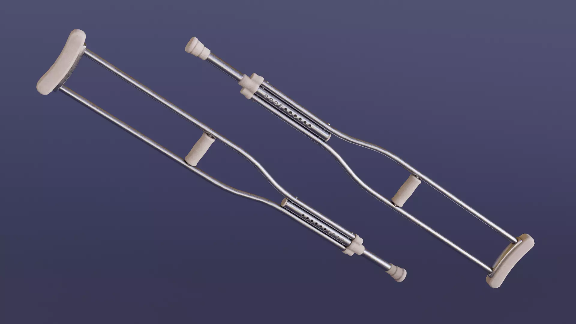 Crutches crutch Low-poly 3D model_0