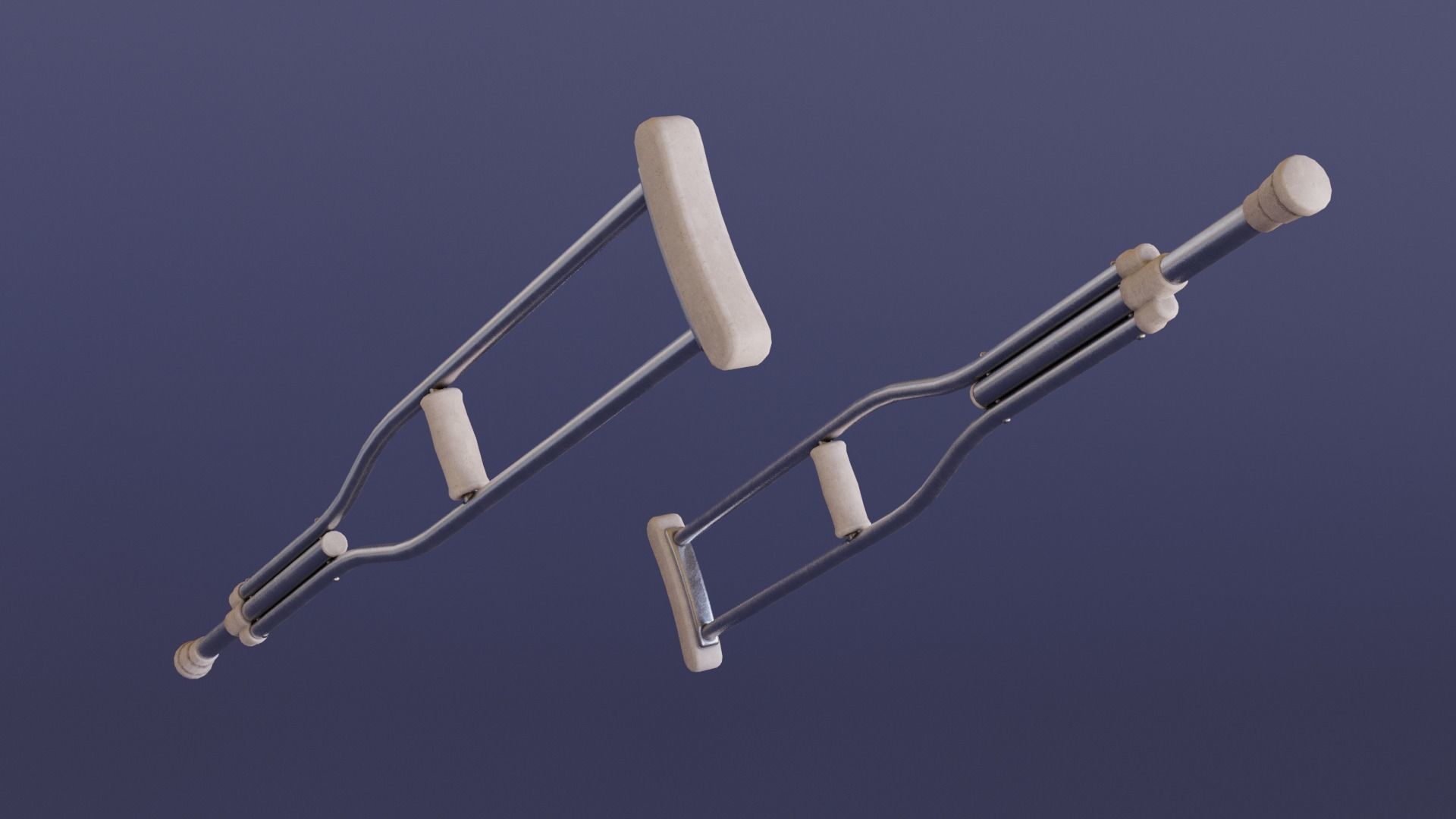 Crutches crutch Low-poly 3D model_2