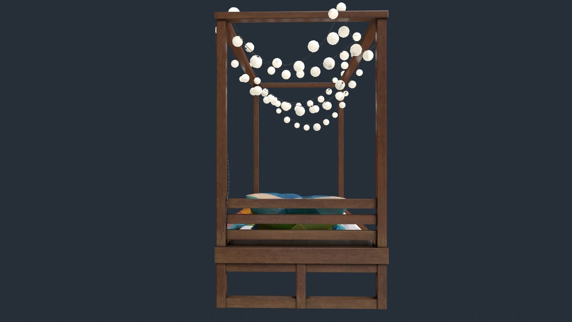Canopy Bed with Lights Low-poly 3D model_5