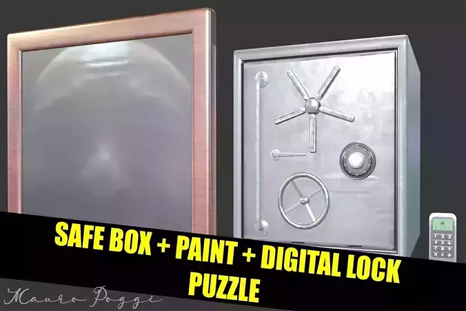 Safe Box and paint puzzle - For Unity FBX 3D Model Low-poly 3D model