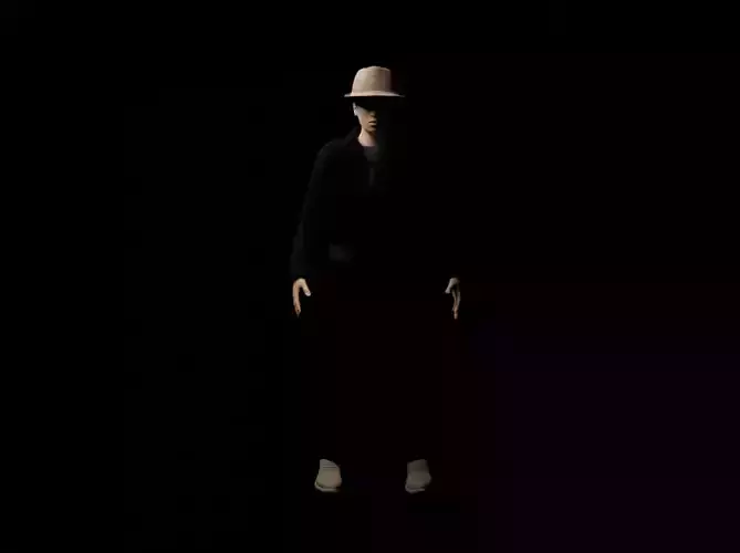 Human man pants and hat Low-poly 3D model