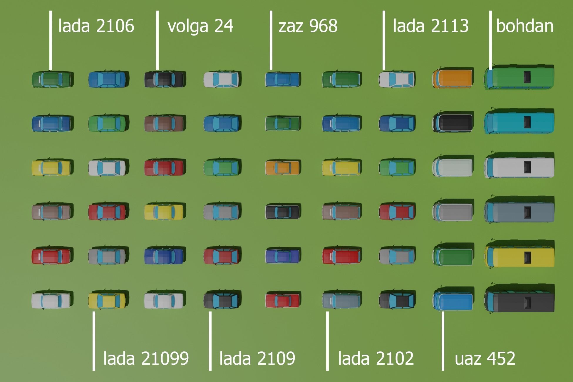 full Ukraine cars Low-poly 3D model_1