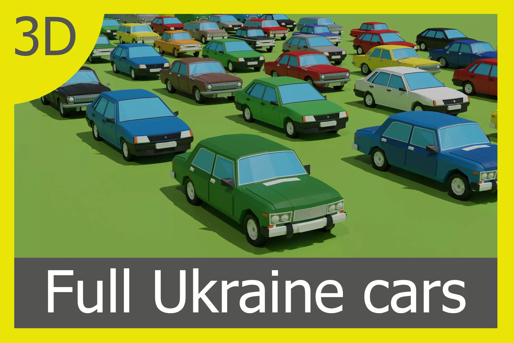 full Ukraine cars Low-poly 3D model_0