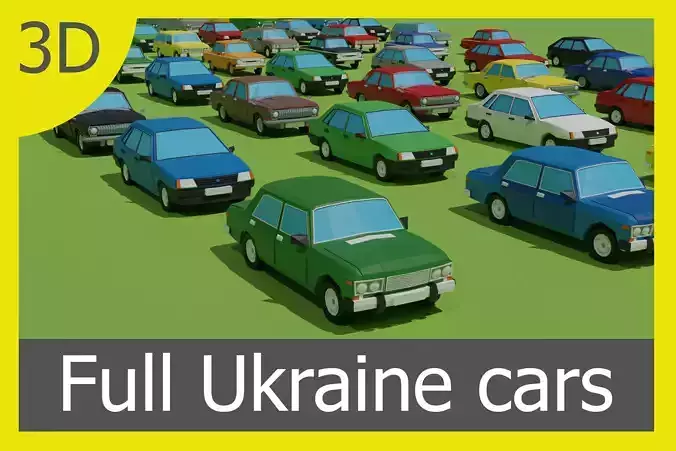 full Ukraine cars Low-poly 3D model