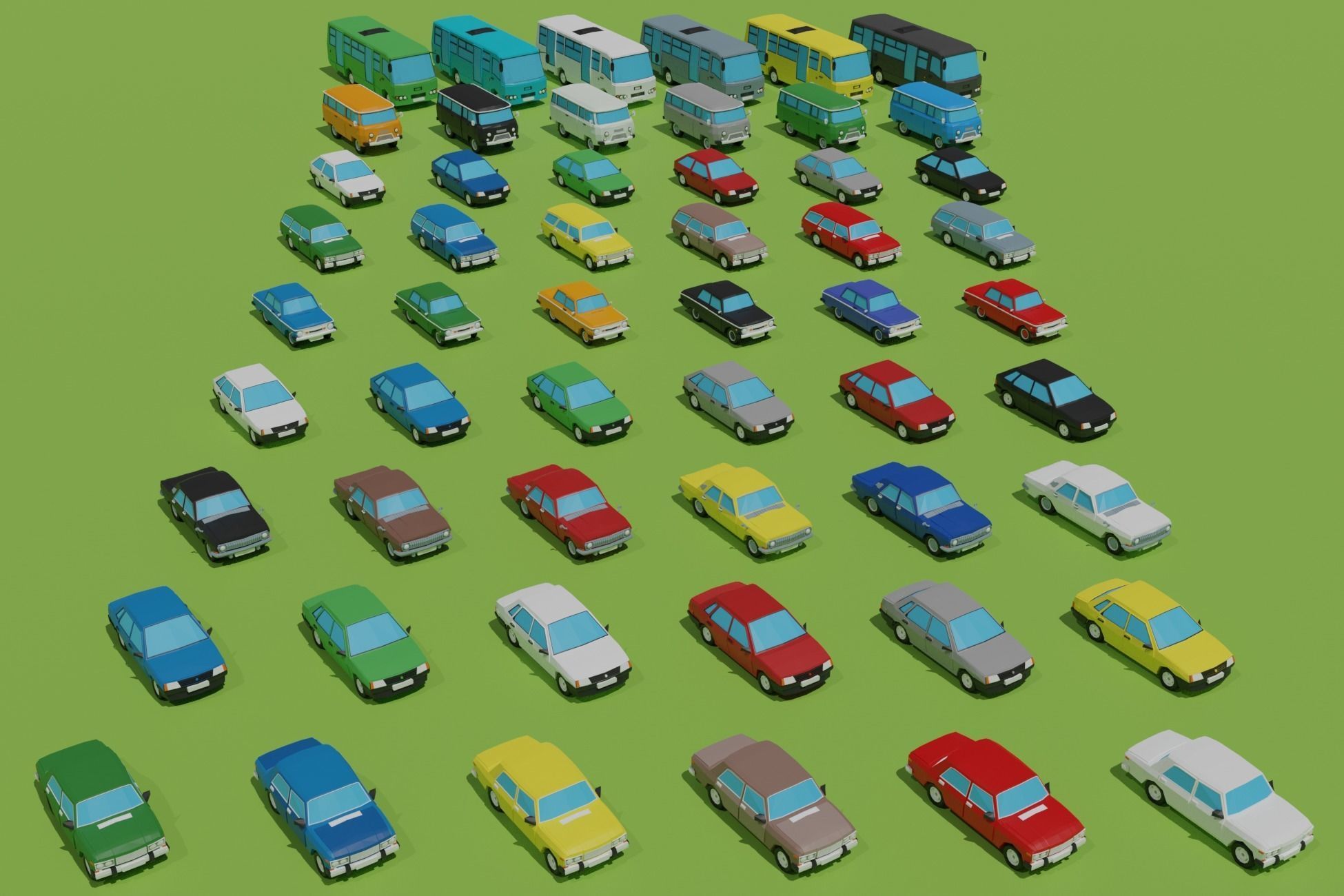 full Ukraine cars Low-poly 3D model_3