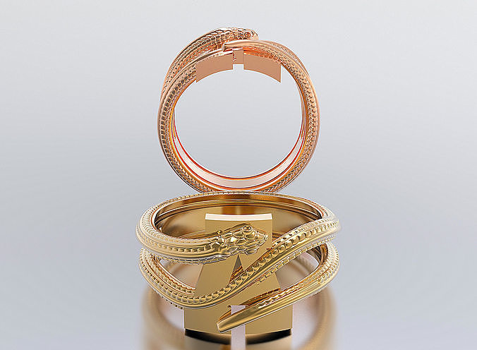letter snake rings 3D print model