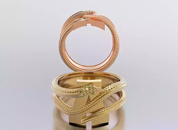 letter snake rings 3D print model