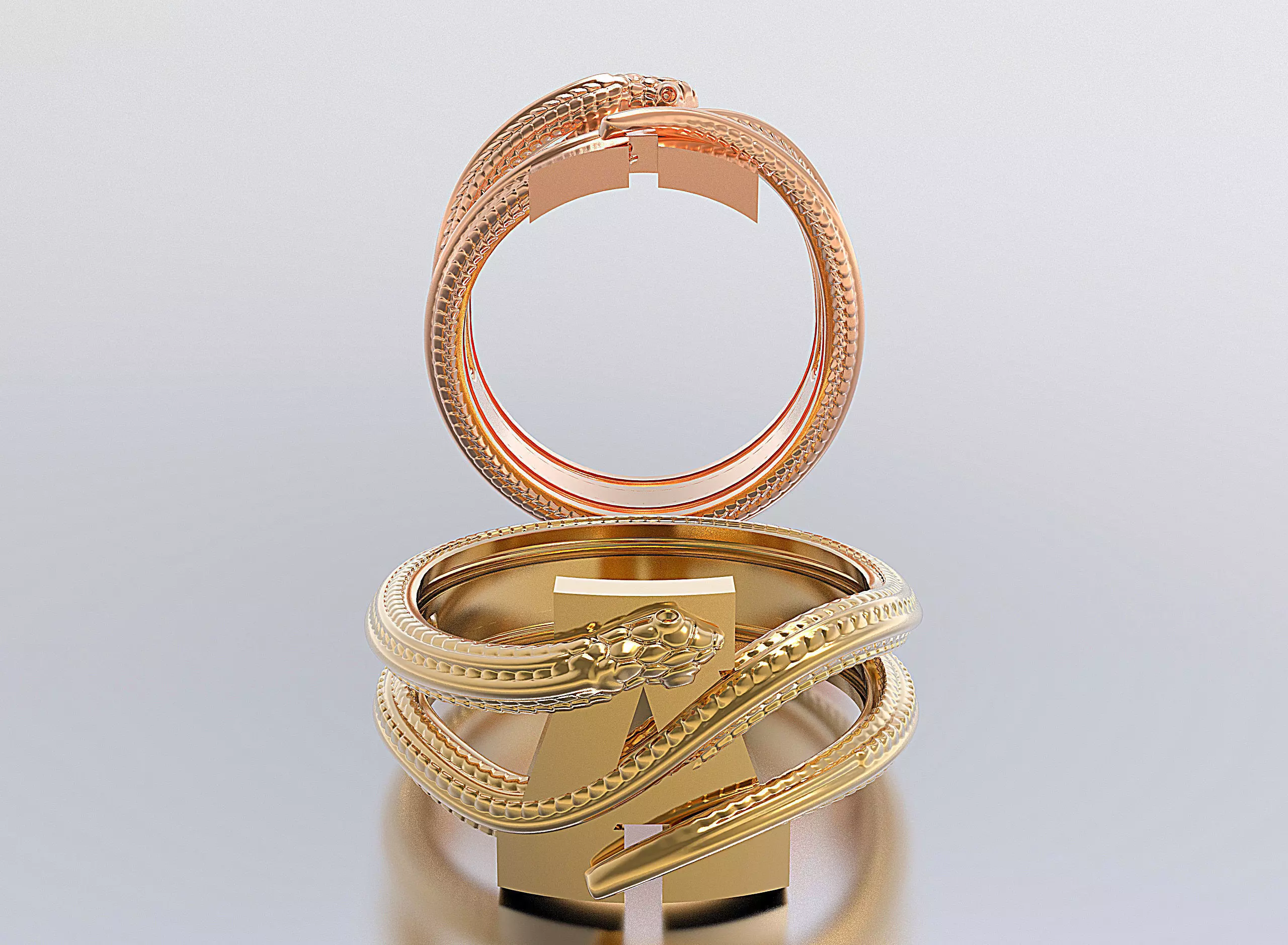 letter snake rings 3D print model