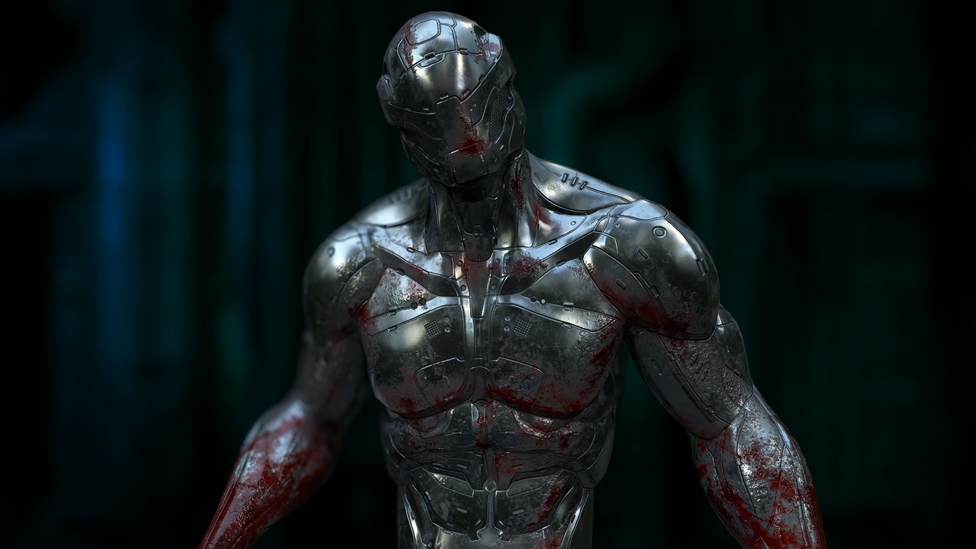 Heavy Nano-Cyborg Low-poly 3D model_7