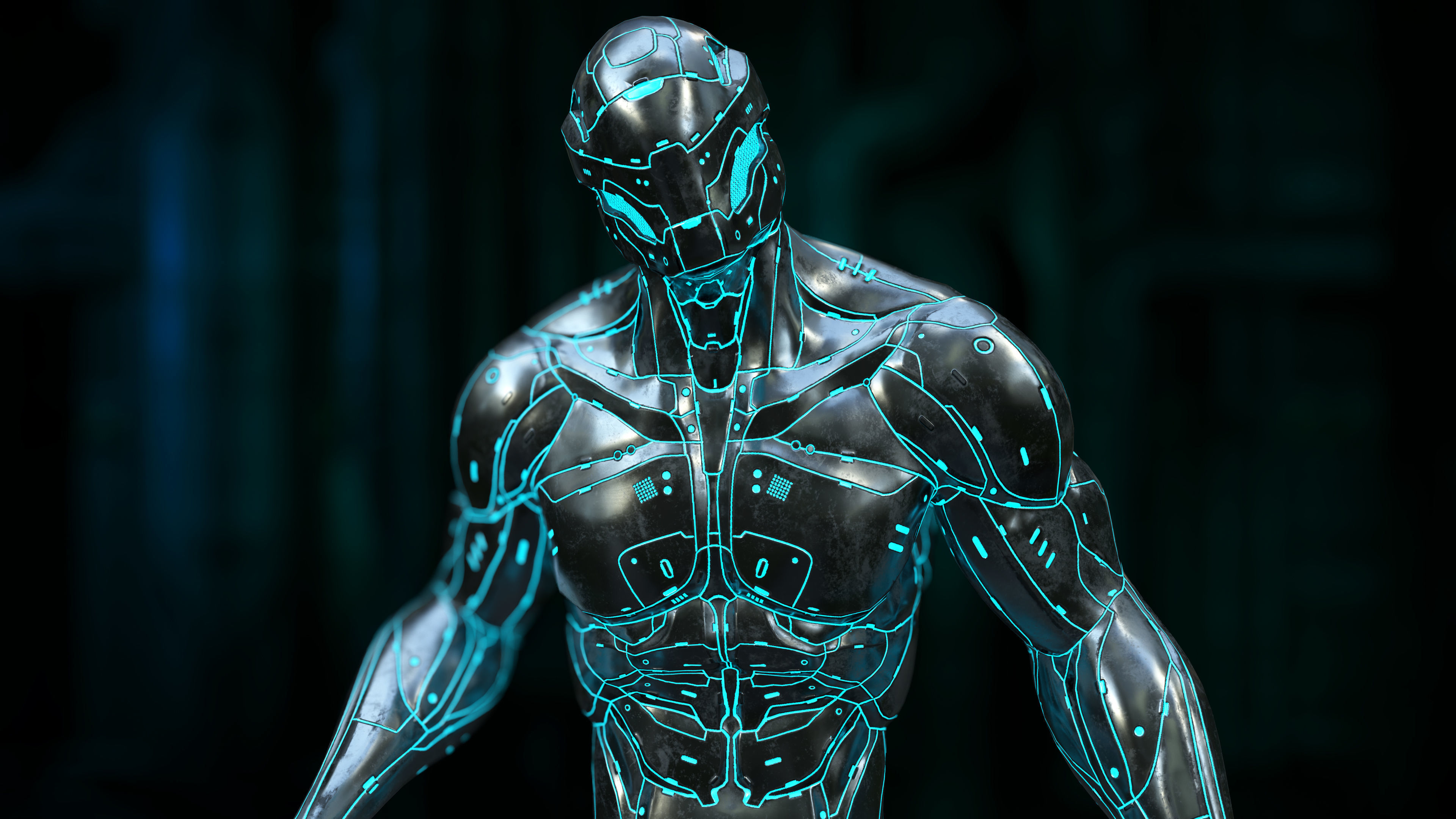 Heavy Nano-Cyborg Low-poly 3D model_3