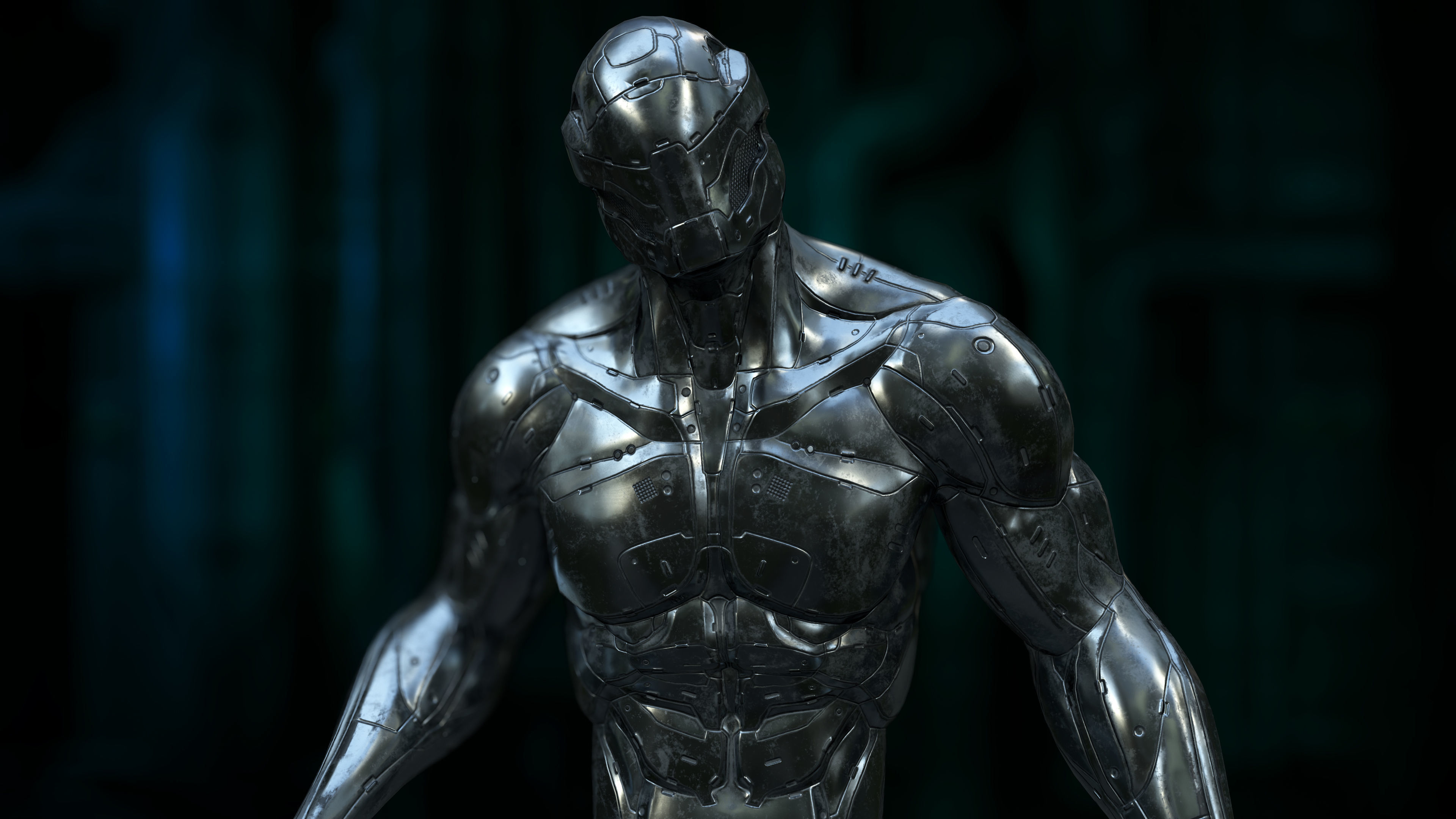 Heavy Nano-Cyborg Low-poly 3D model_6