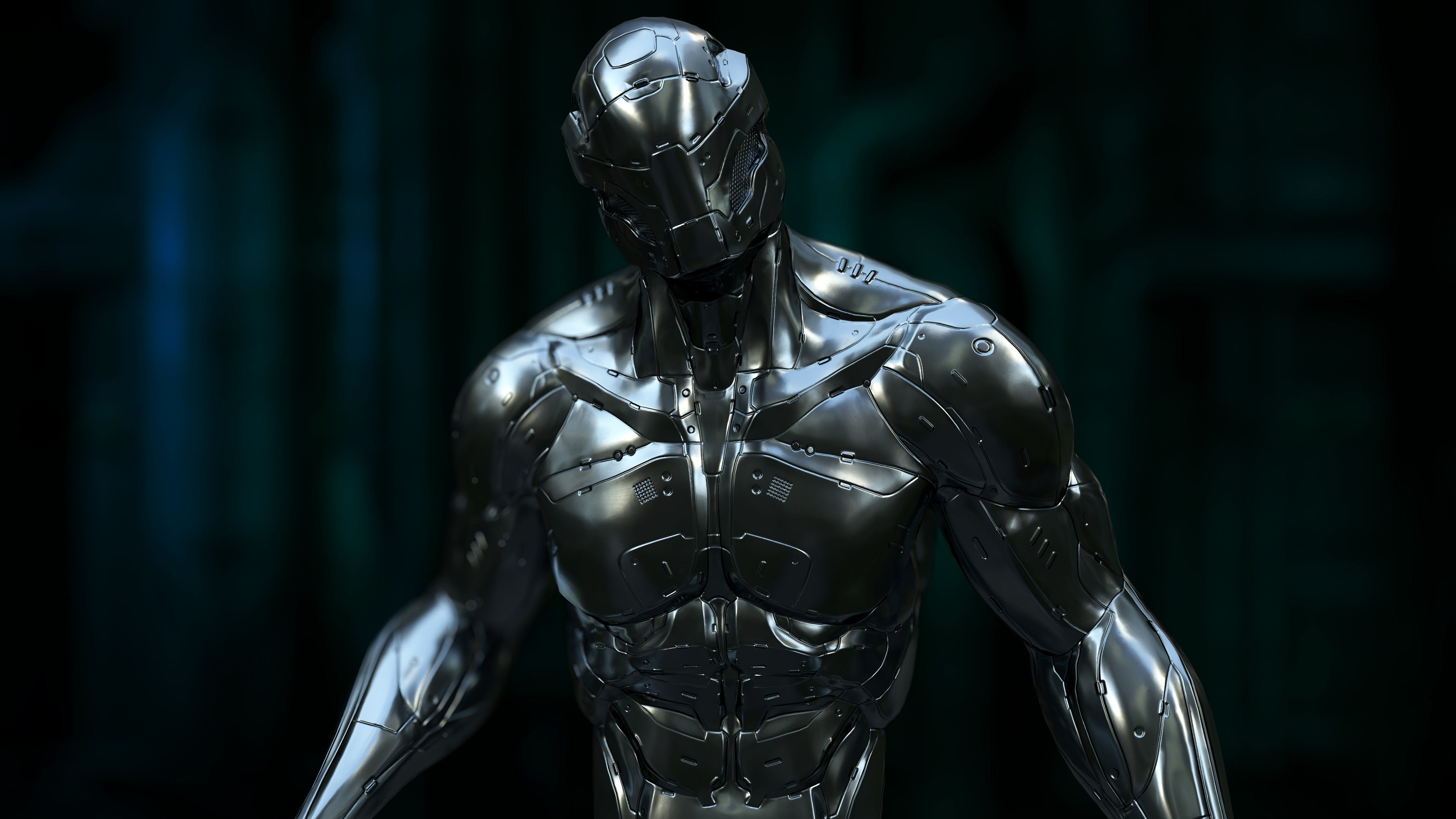 Heavy Nano-Cyborg Low-poly 3D model_8