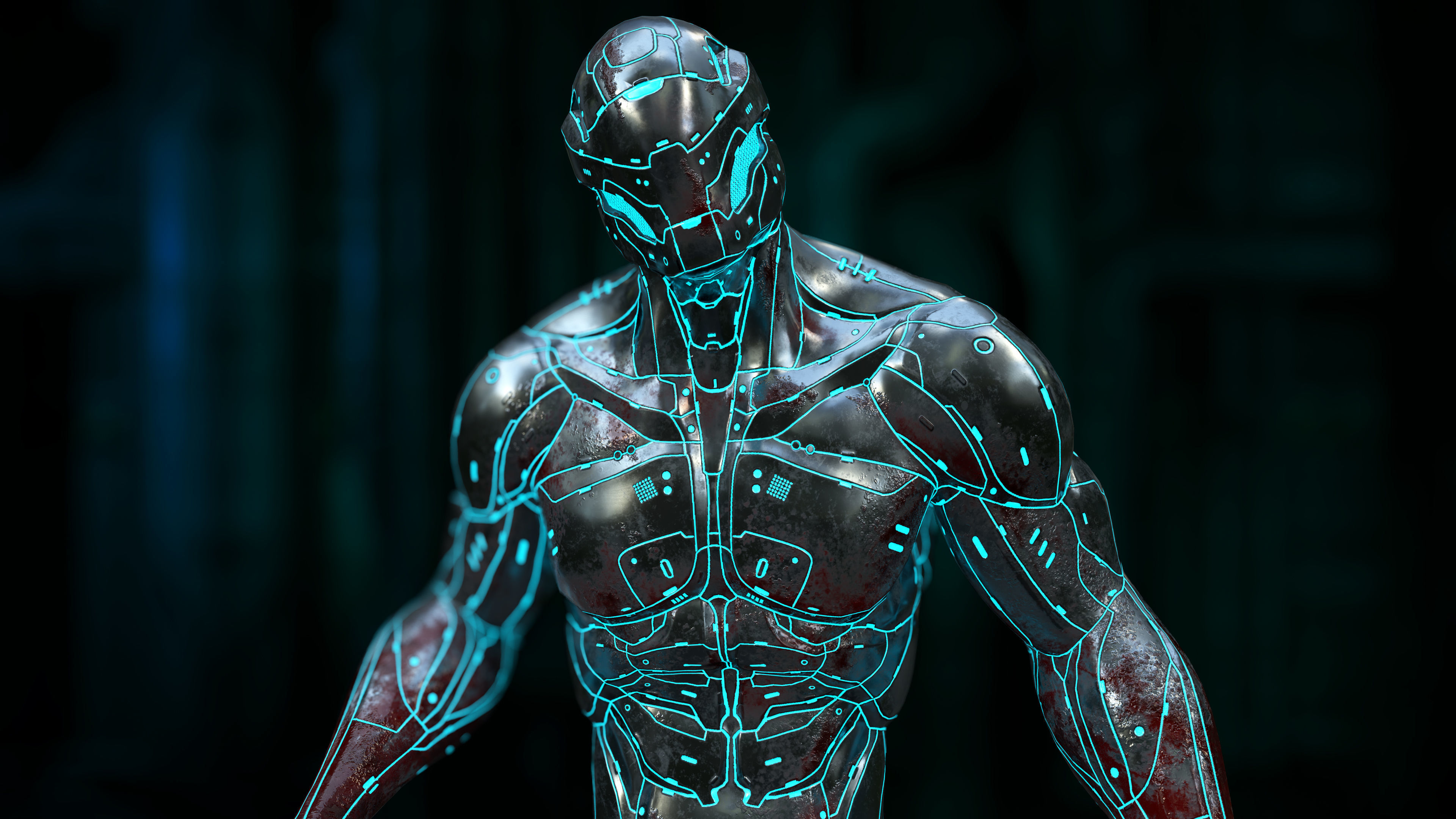 Heavy Nano-Cyborg Low-poly 3D model_4