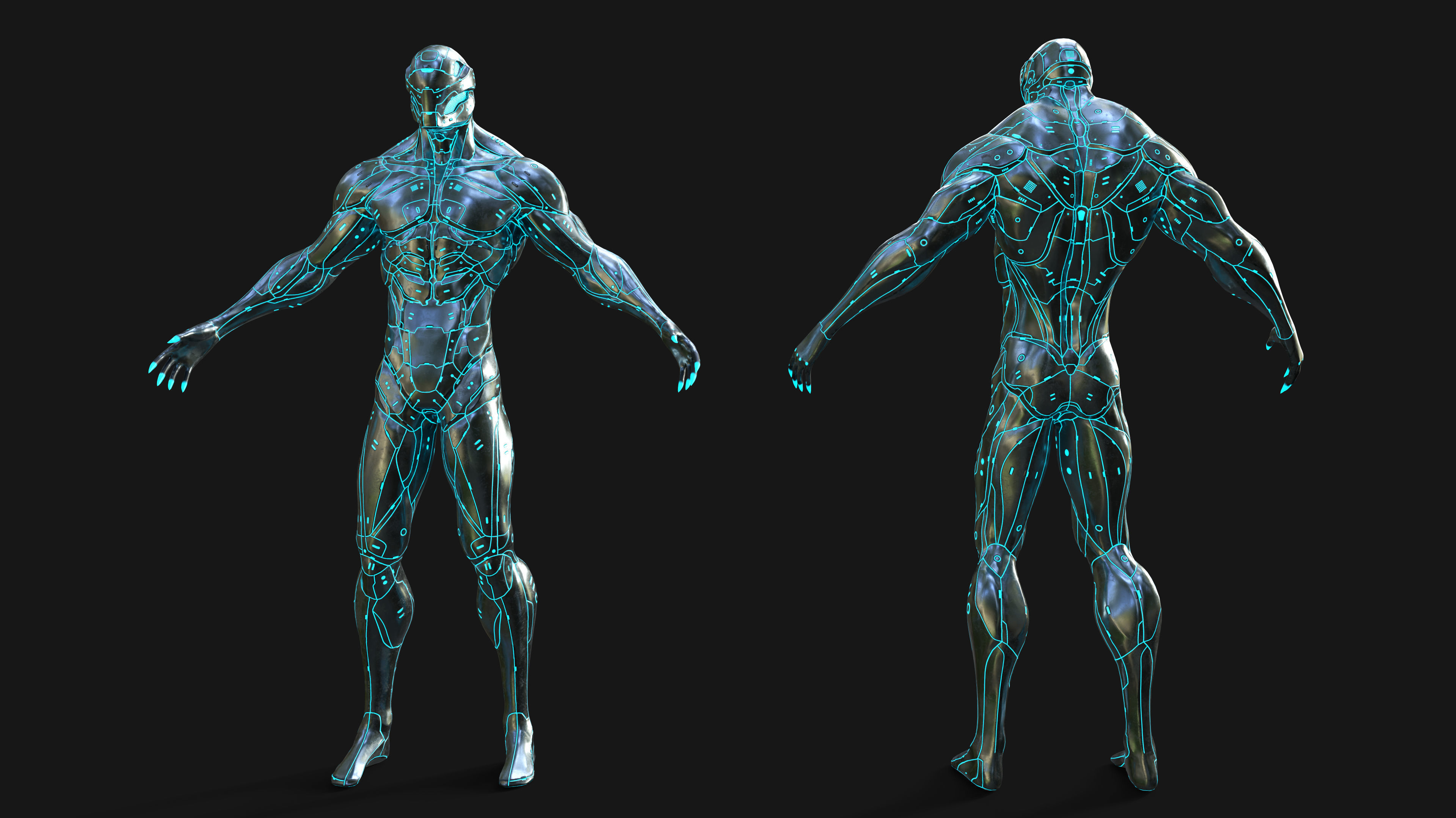 Heavy Nano-Cyborg Low-poly 3D model_9