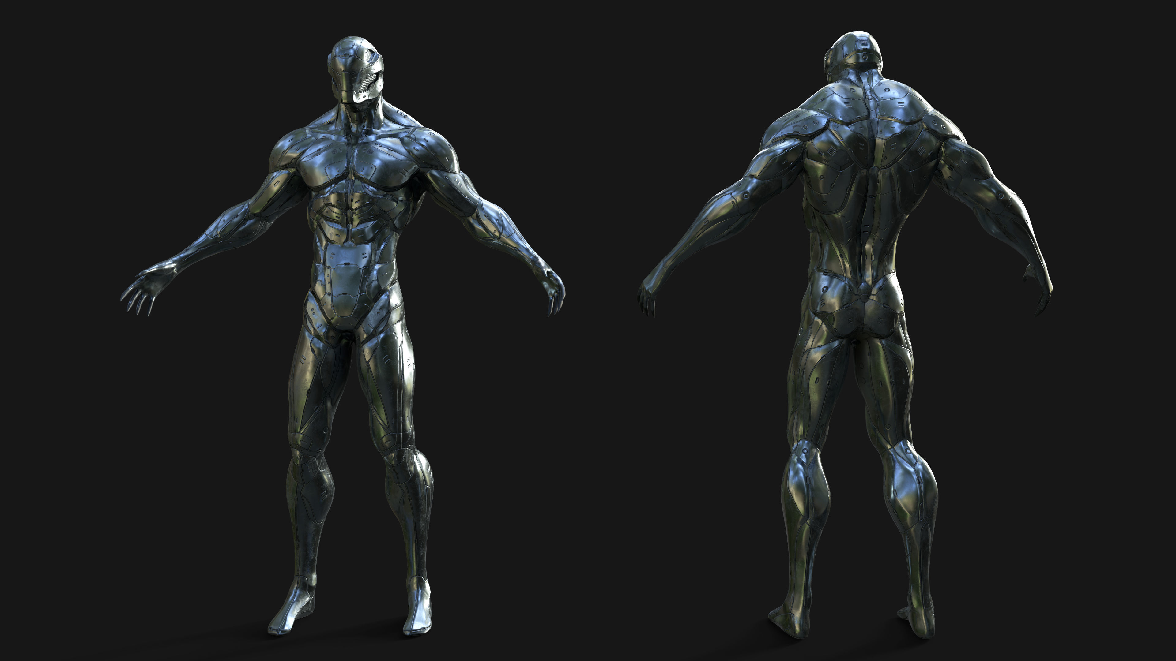 Heavy Nano-Cyborg Low-poly 3D model_10