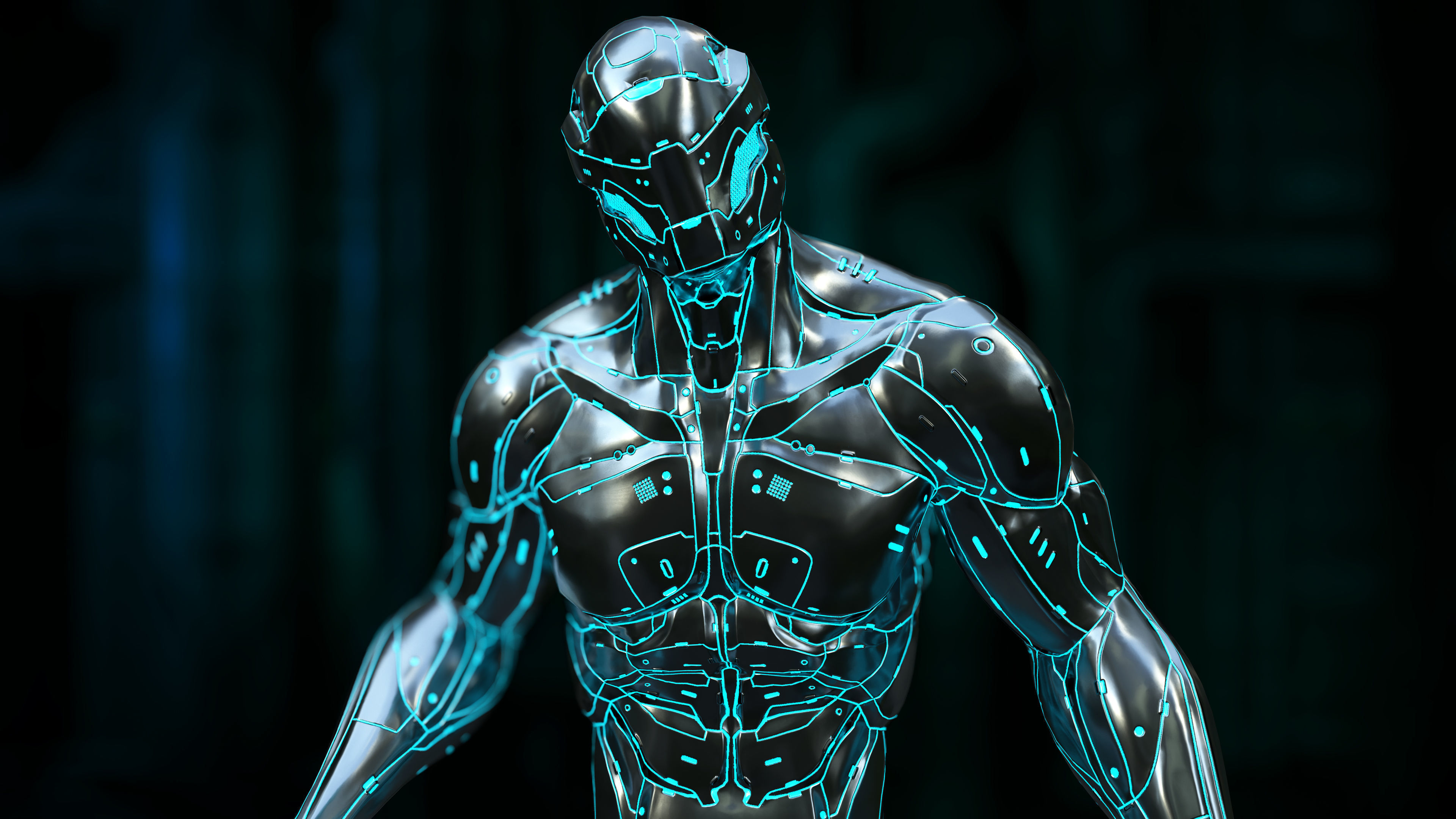 Heavy Nano-Cyborg Low-poly 3D model_5