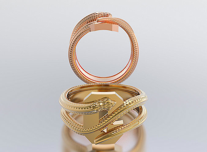 letter snake rings 3D print model