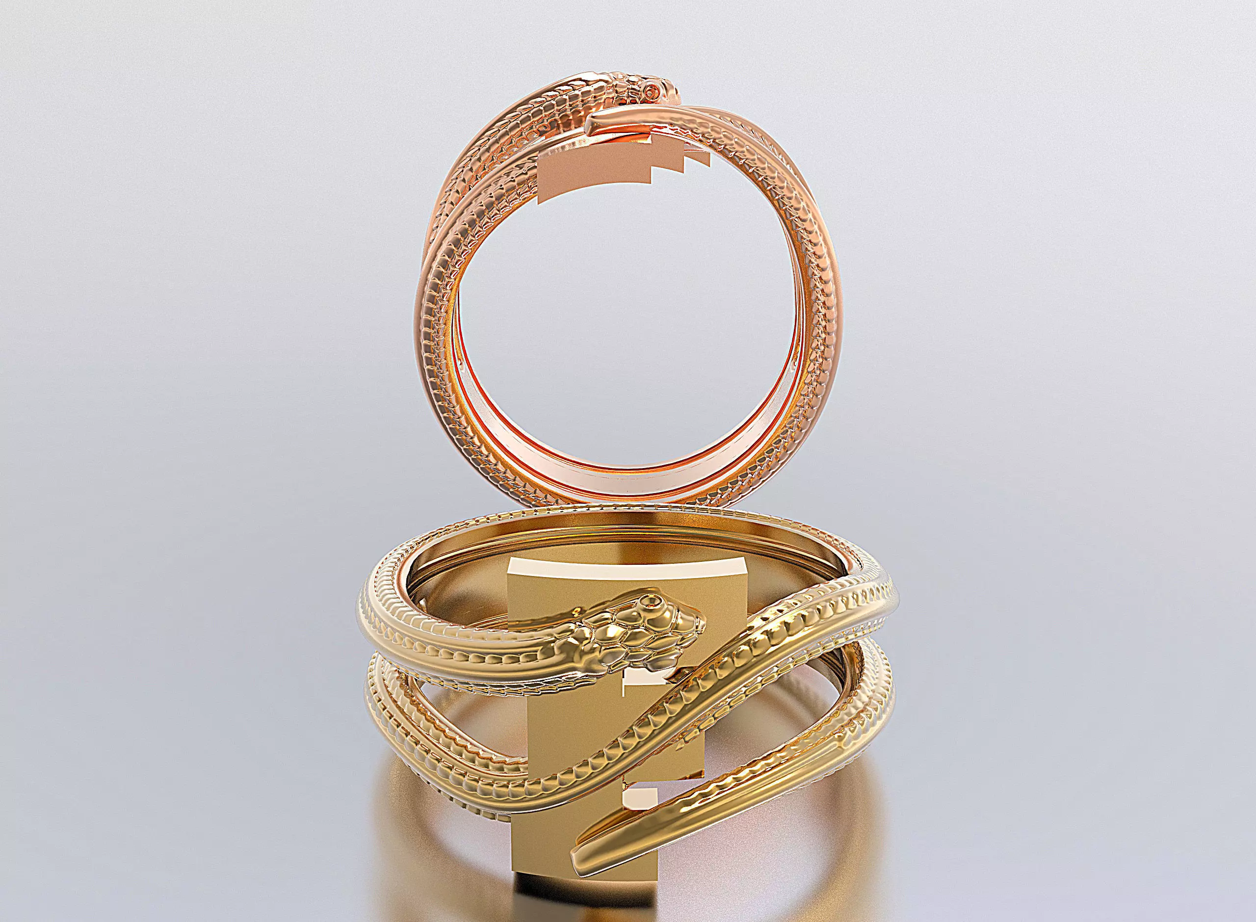 letter snake rings 3D print model