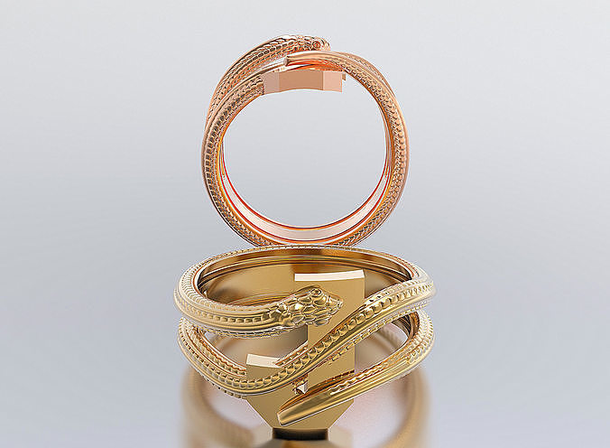letter snake rings 3D print model