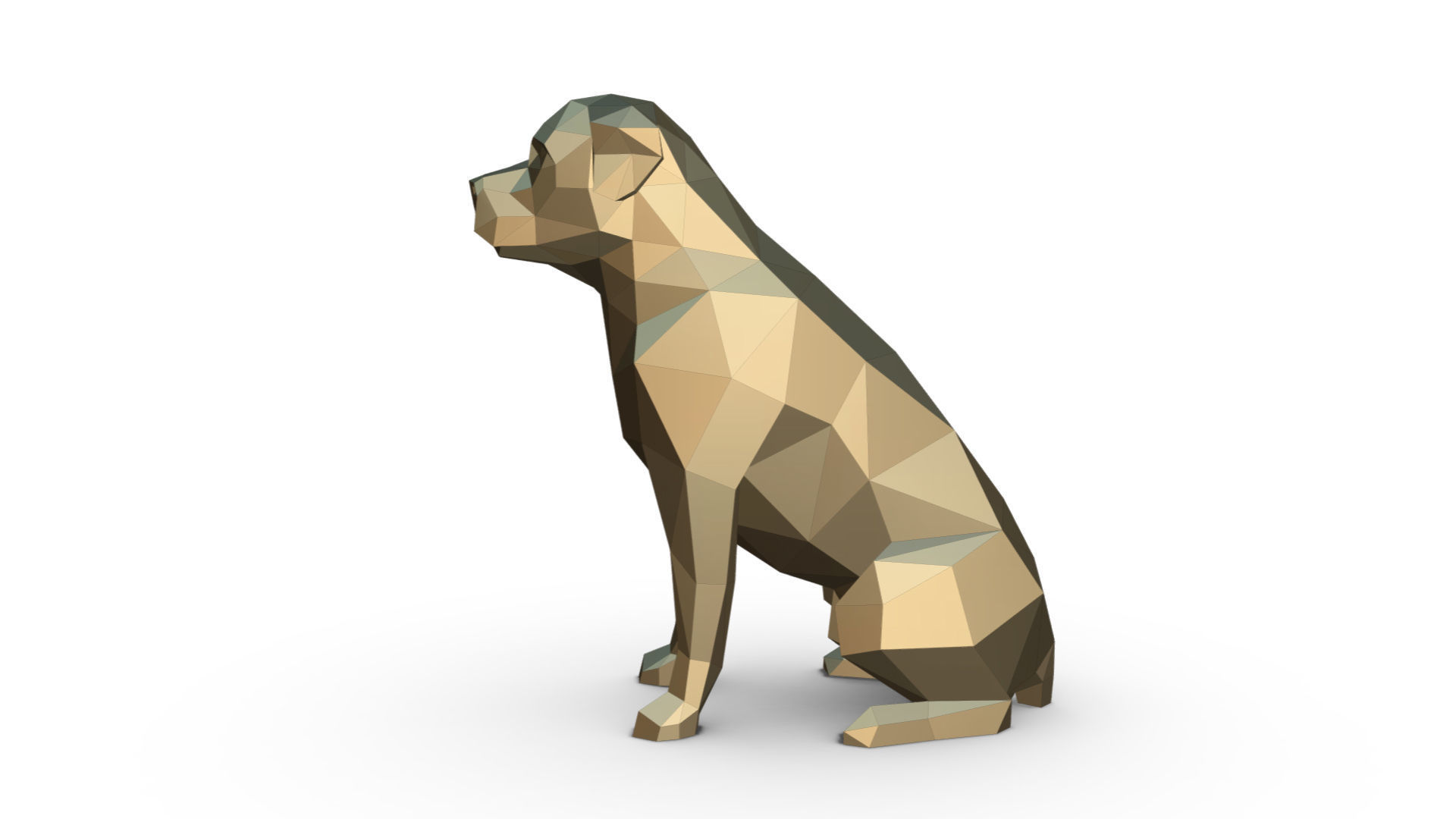 Rottweiler dog low poly 3D print model_1