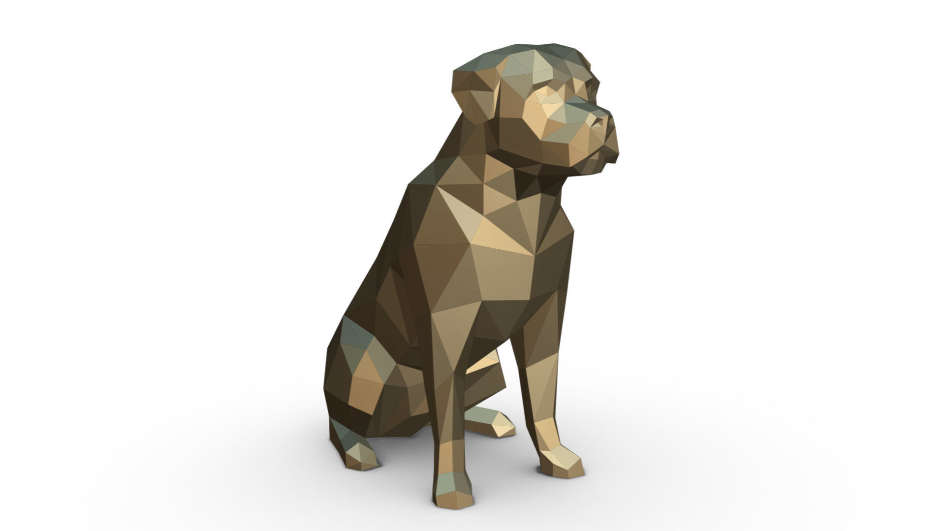 Rottweiler dog low poly 3D print model_5
