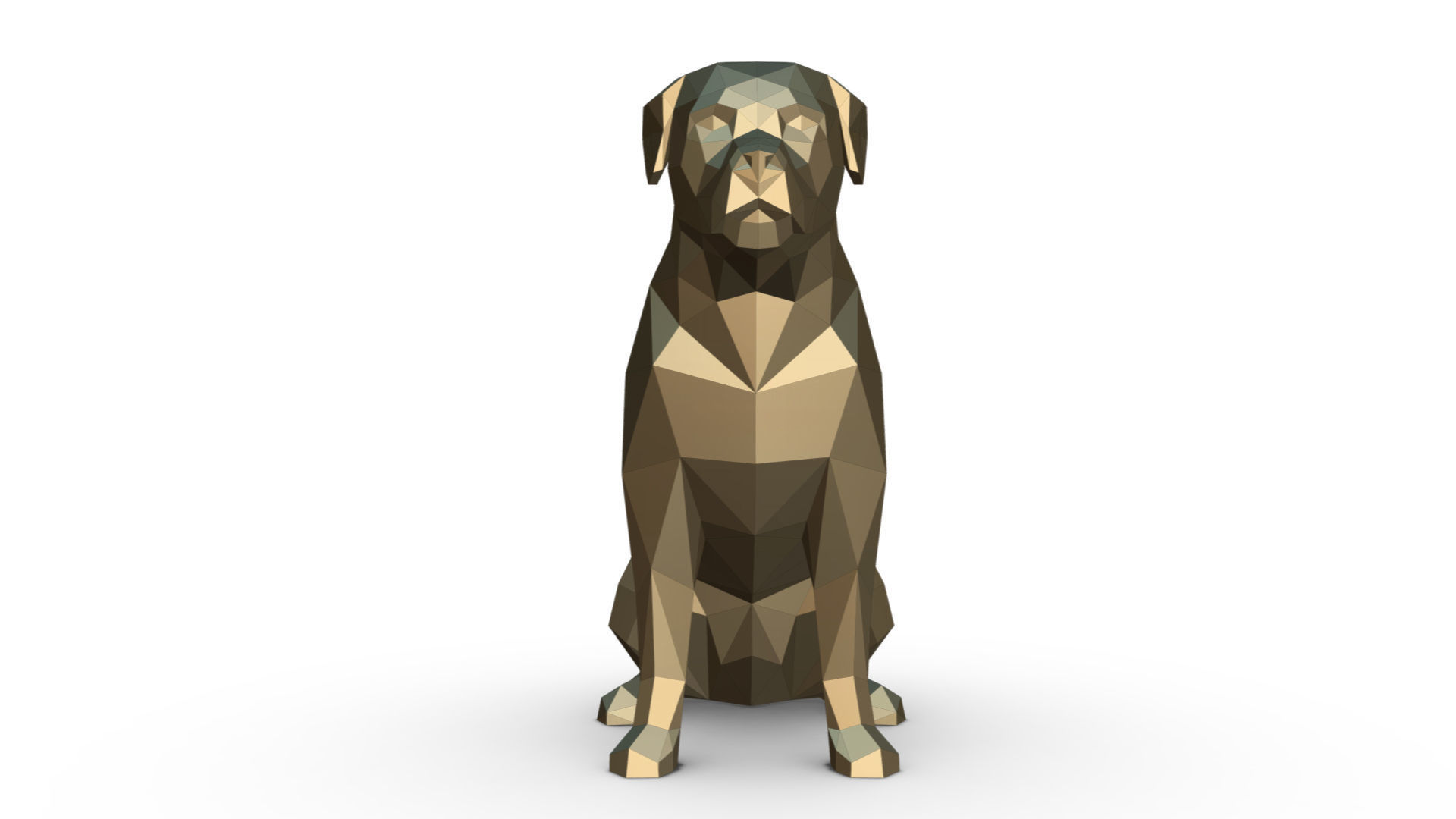 Rottweiler dog low poly 3D print model_6