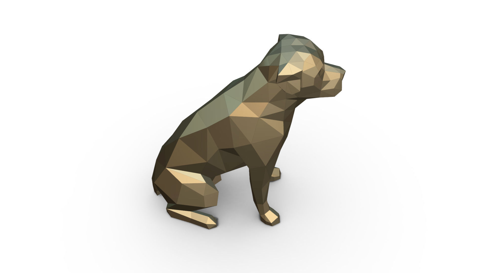 Rottweiler dog low poly 3D print model_4