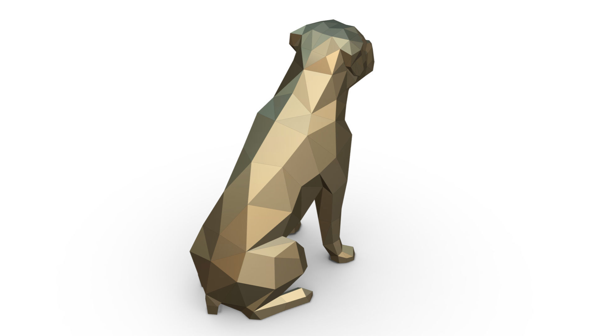 Rottweiler dog low poly 3D print model_3