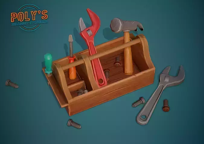 Toolbox and tools - Stylized Low Poly
