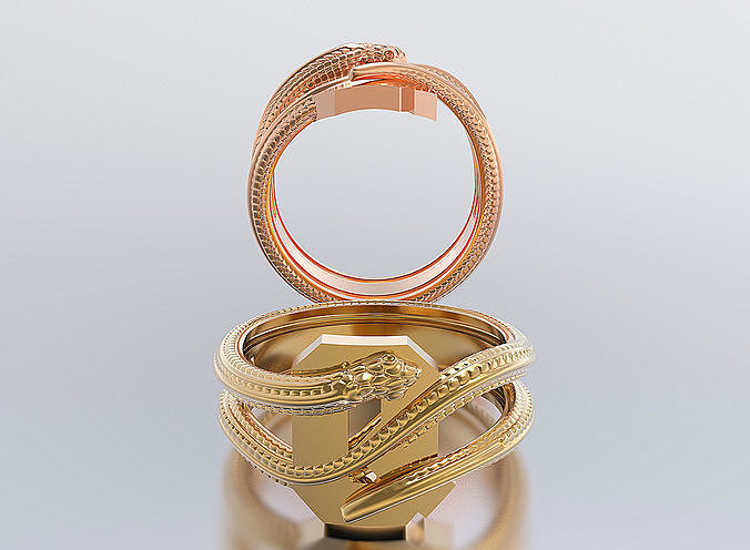 letter snake rings 3D print model