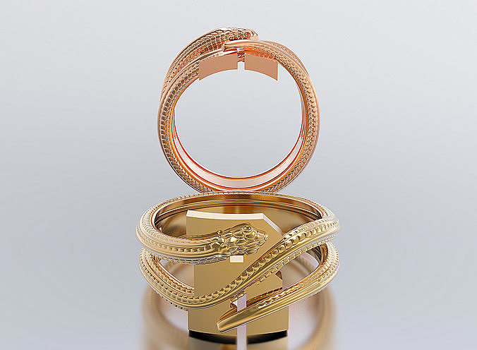 letter snake rings 3D print model