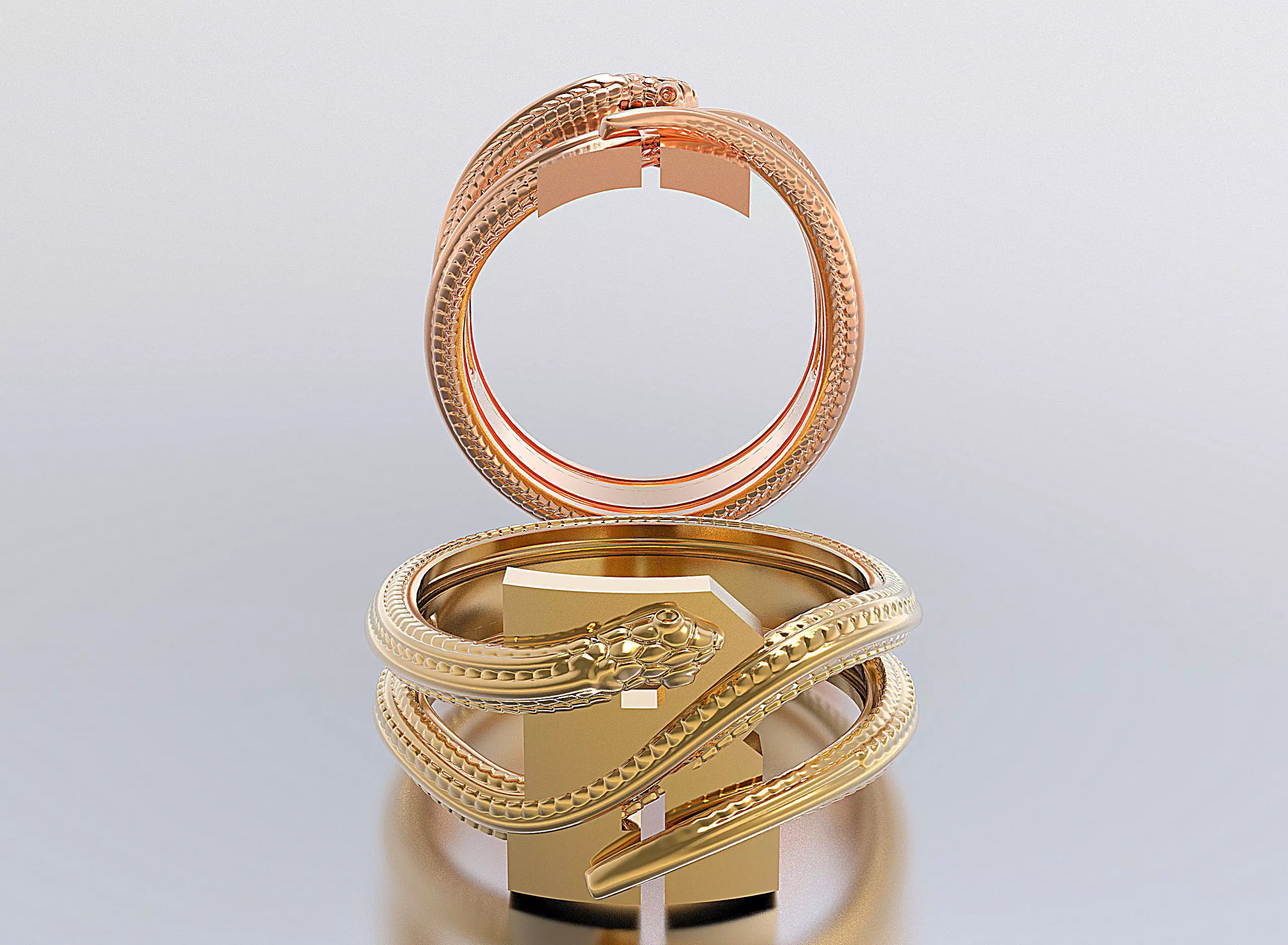 letter snake rings 3D print model