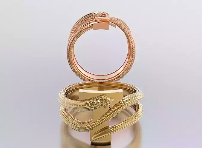 letter snake rings 3D print model