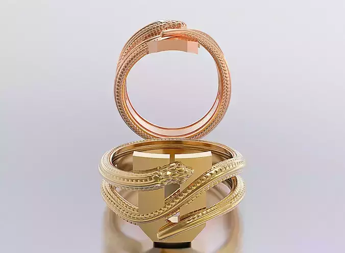 letter snake rings 3D print model