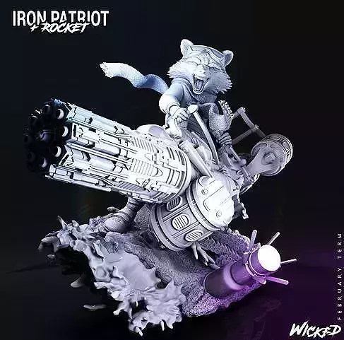Wicked Marvel Avengers Endgame Rocket Racoon Sculpture STLs 3D print model
