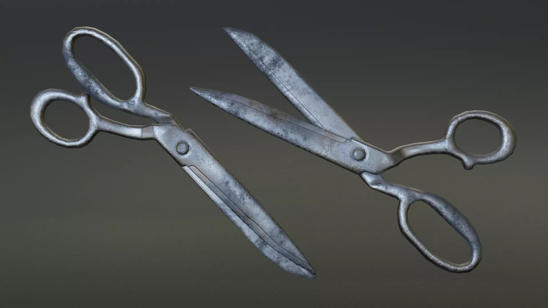 Old Scissors Low-poly 3D model_0