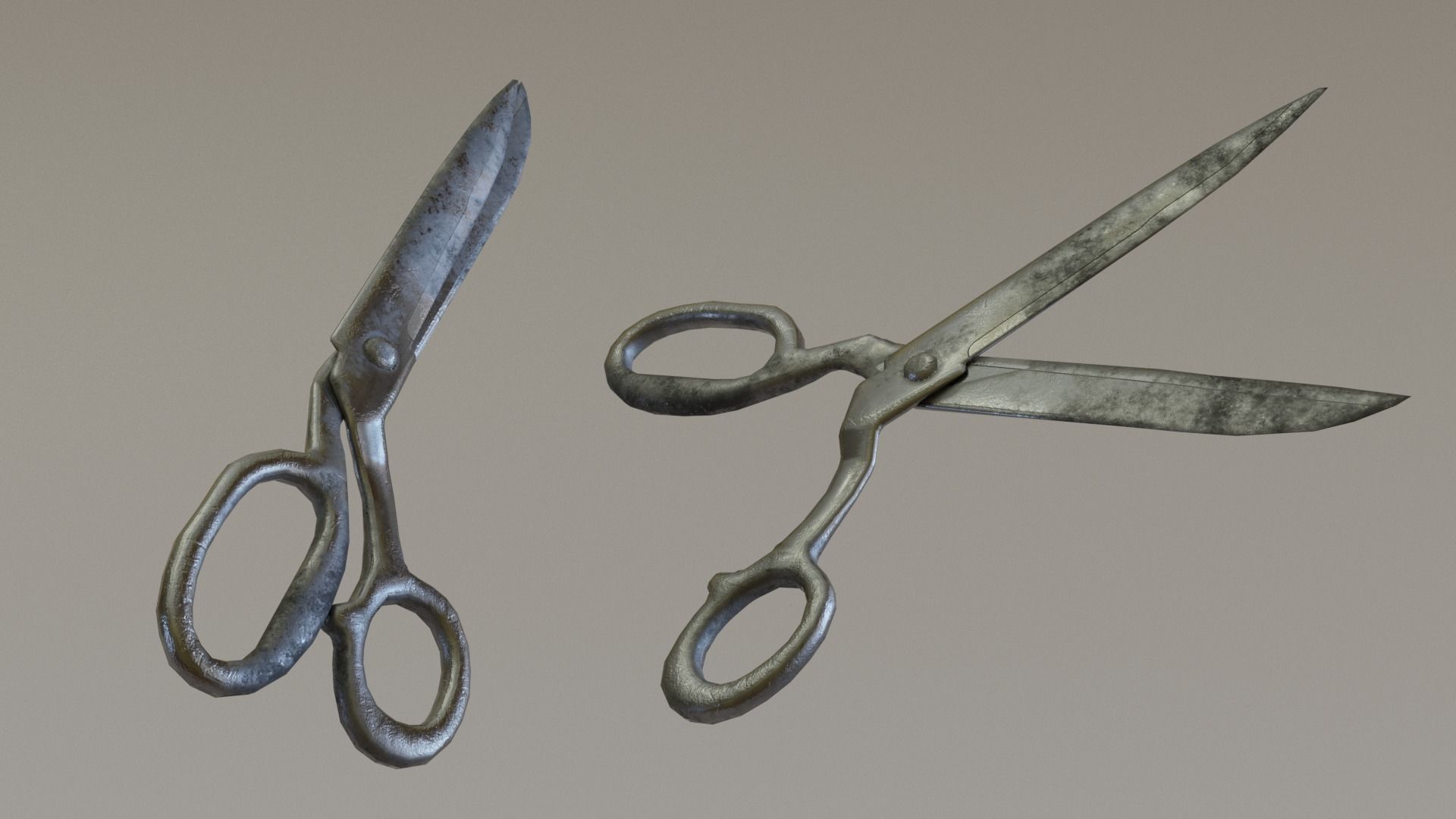 Old Scissors Low-poly 3D model_2