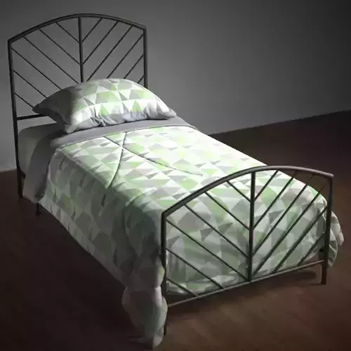 bed 5 metal frame with bedding