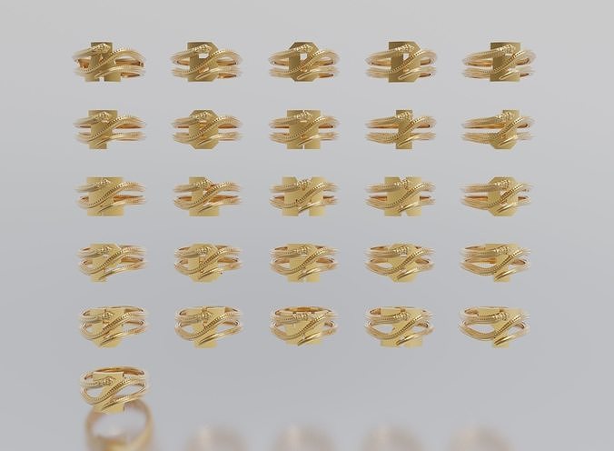 letter snake rings 3D Model Collection