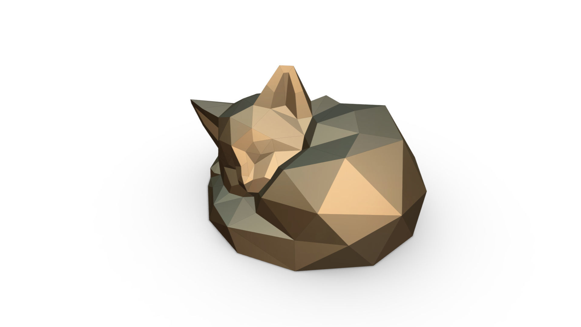 cat low poly polygonal fox 3D print model_1