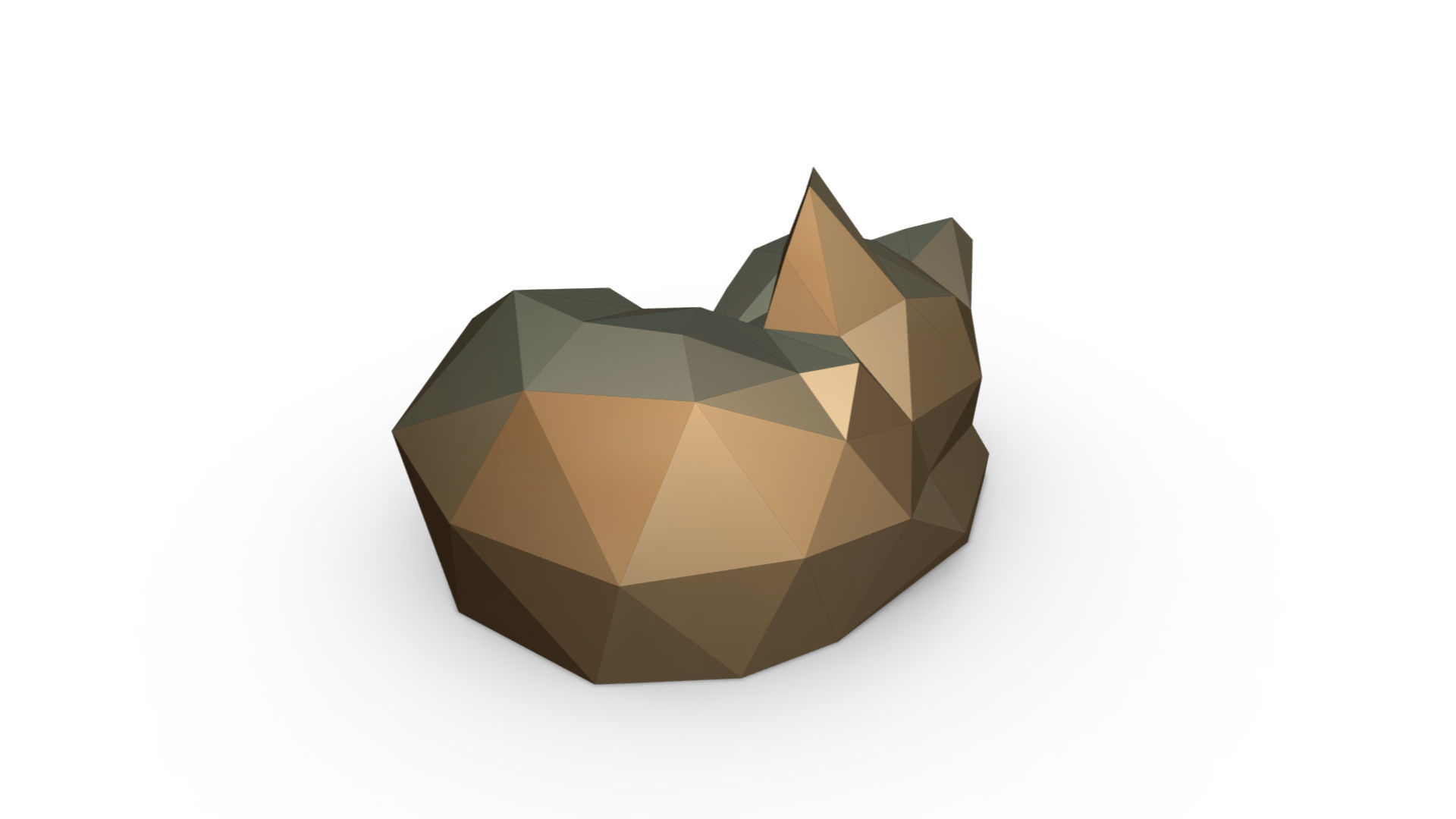 cat low poly polygonal fox 3D print model_3
